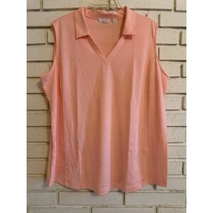Lady Hagen Womens Peach Sleeveless Golf Collared Performance Polo Top Size XXL